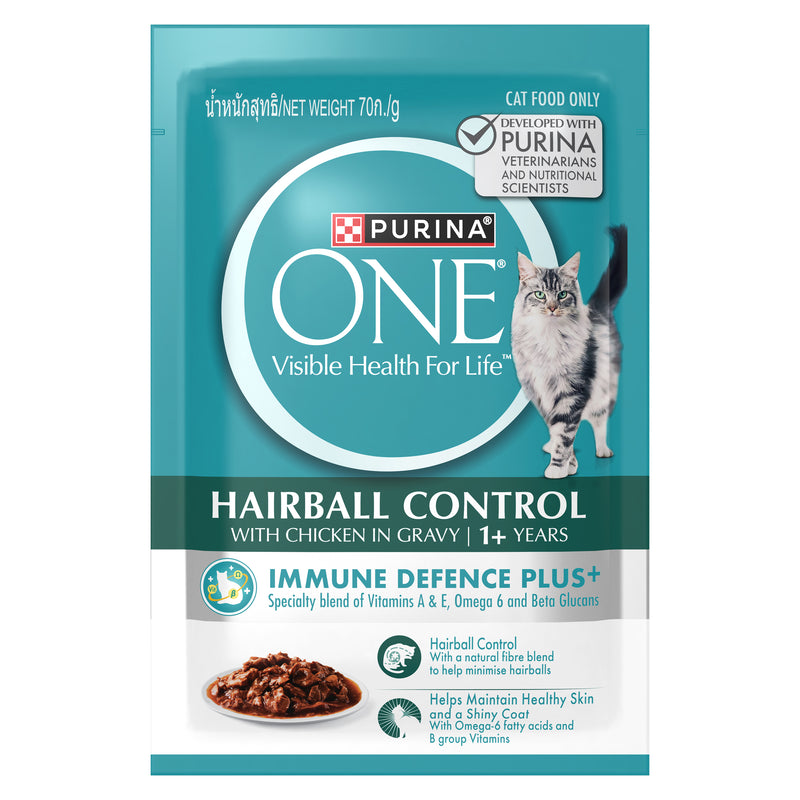 PURINA ONE® ADULT Cat Hairball Chicken Pouch 12 x 70G