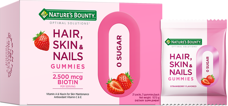 Nature’s Bounty® Hair, Skin & Nails Gummies (0 sugars) - Strawberry Flavoured