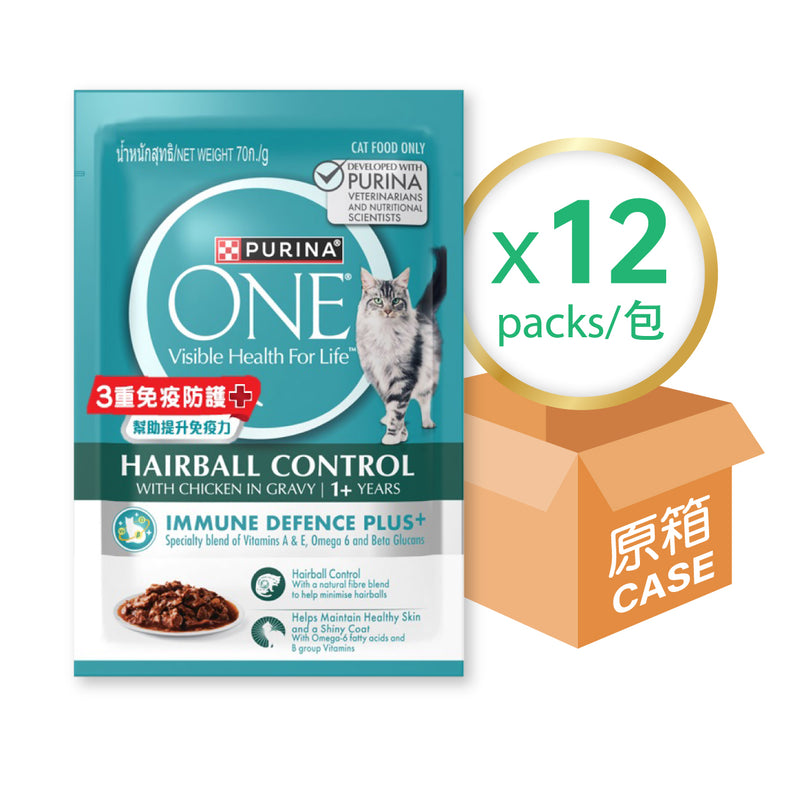 PURINA ONE® ADULT Cat Hairball Chicken Pouch 12 x 70G