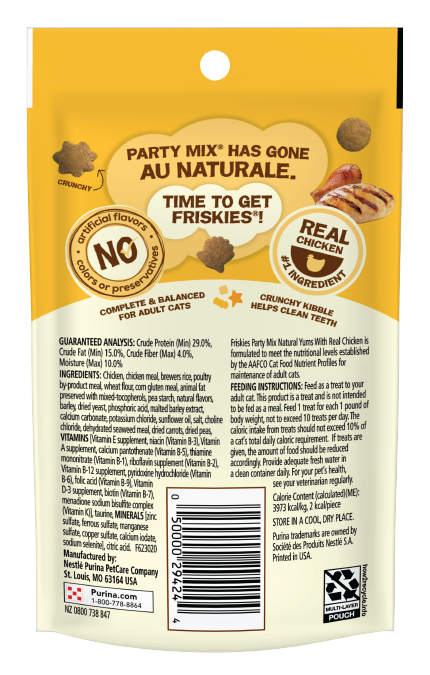 PURINA® FRISKIES® Party Mix® Natural Yums With Real Chicken Cat Treats 60g 
