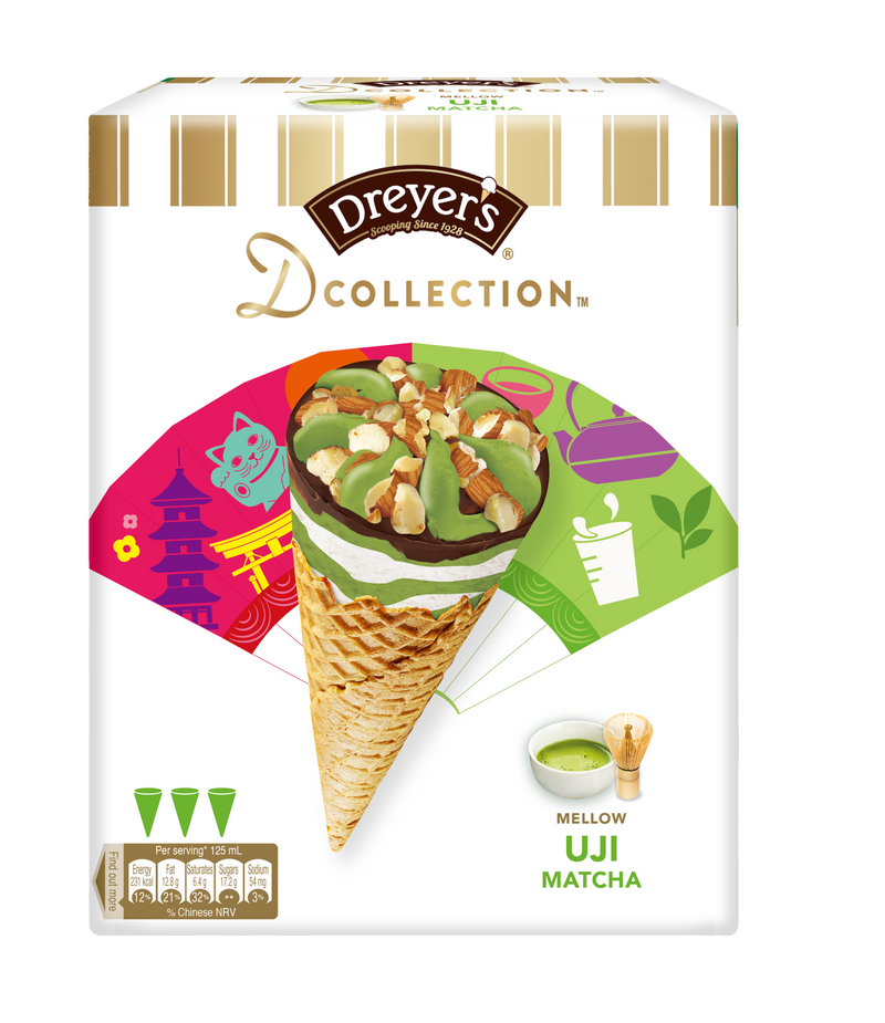 DREYER'S® D-COLLECTION™ Uji Matcha Neapolitan Hokkaido Milk Twist Cone Multipack (3 x 125 mL)