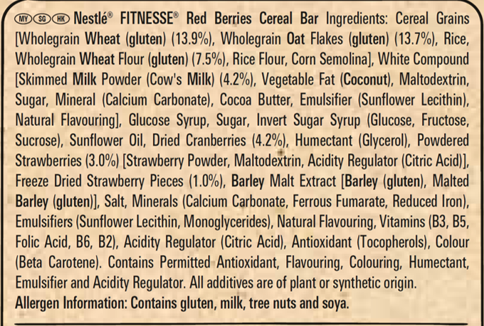 NESTLÉ® FITNESSE® Red Berries Breakfast Cereal Bar (Case) (16x 23.5g)